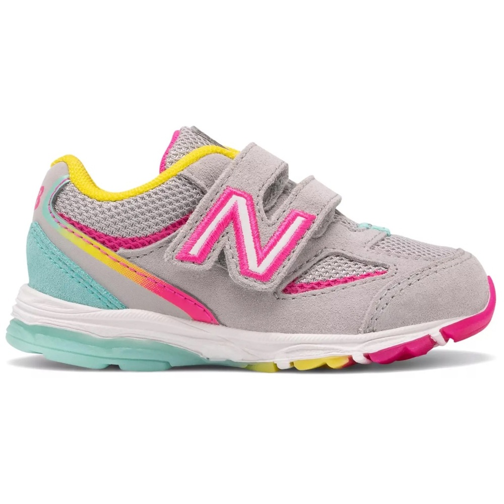 New Balance Gray and Pink Sneakers with Velcro Straps